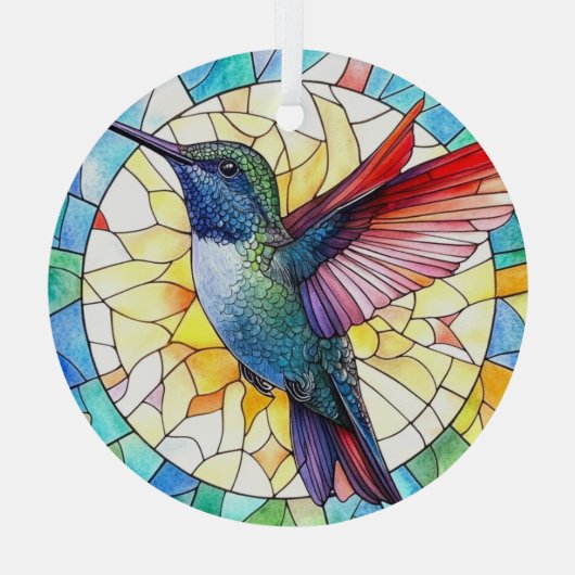 Levendige kolibrie bevlekt glas ornament (Achterkant)