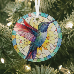 Levendige kolibrie bevlekt glas ornament