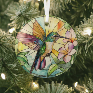 Levendige kolibrie bevlekt glas ornament