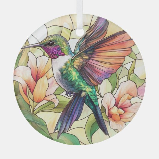 Levendige kolibrie bevlekt glas ornament (Voorkant)