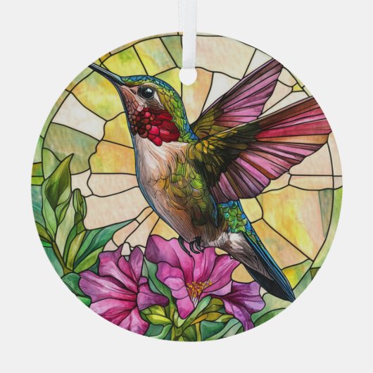 Levendige kolibrie bevlekt glas ornament (Achterkant)