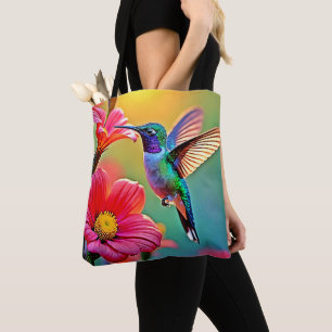Levendige kolibrie bij Sunset Design Draagtas