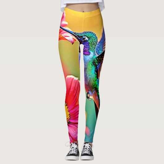 Levendige kolibrie bij Sunset Design Leggings (Voorkant)