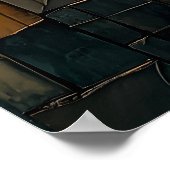 Levendige kolibrie en bloem in Glas in lood Poster (Hoek)