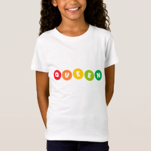 Levendige Koningin Letters In Kleurrijke Cirkels T-shirt