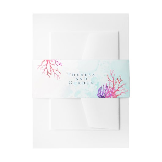 Levendige koraalrif bruiloft uitnodigingen wikkel (Voorkant Voorbeeld)