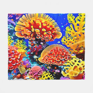 Levendige Koraalrif Zee Wonder Kunst Fleece Deken