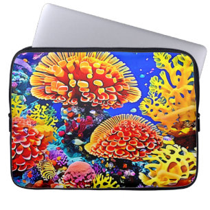 Levendige Koraalrif Zee Wonder Kunst Laptop Sleeve