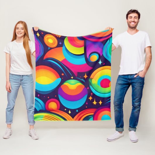 levendige kosmische caleidoscoop fleece deken (In situ)