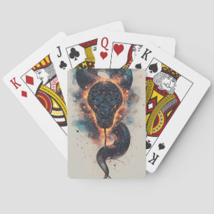 Levendige Kosmische Slang Met Uitgestrekt Heelal Pokerkaarten