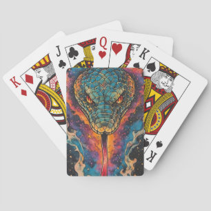 Levendige Kosmische Slang Met Uitgestrekt Heelal Pokerkaarten