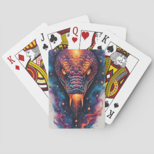 Levendige Kosmische Slang Met Uitgestrekt Heelal Pokerkaarten