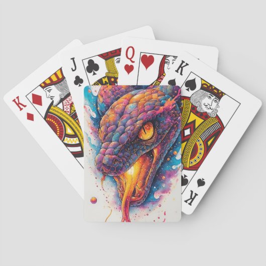 Levendige kosmische slang met uitgestrekte ruimte pokerkaarten (Achterkant)