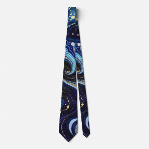 Levendige Krullen van Blauw en Goud 3 Stropdas