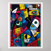 Levendige kubistische stijl Abstract Poster (Voorkant)