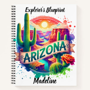 Levendige landschappen in Arizona met cactussen bi Notitieboek
