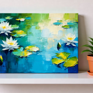 Levendige lelie bloem kunst, abstract meer landsch poster