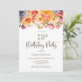 Levendige lente Bloemen 75e verjaardagsfeest Kaart (Staand voorkant)