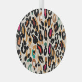 Levendige Leopard Animal Prints Glas Ornament (Voorkant Rechts)