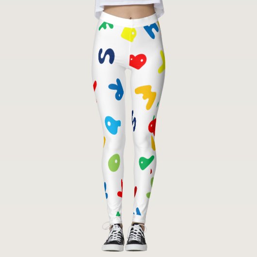 Levendige letters spatten all-over print Leggings (Voorkant)