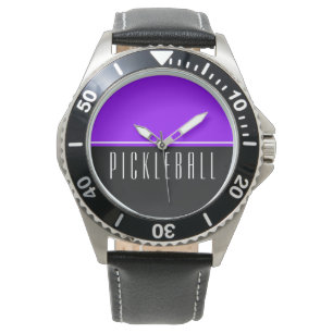 Levendige levendige Paarse zwarte helften PICKLEBA Horloge