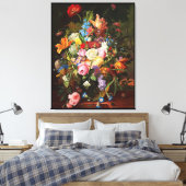 Levendige levensduur van Rozen Tulpen en anjers Canvas Afdruk (Insitu (Slaapkamer))