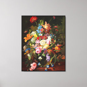 Levendige levensduur van Rozen Tulpen en anjers Canvas Afdruk