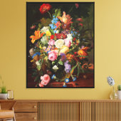 Levendige levensduur van Rozen Tulpen en anjers Canvas Afdruk (Insitu (Woonkamer))