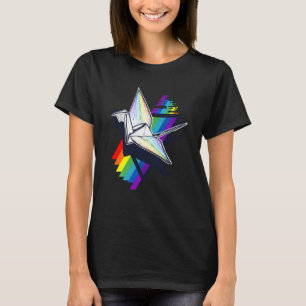 Levendige lgBt-vlagpapier kranen origami regenboog T-shirt