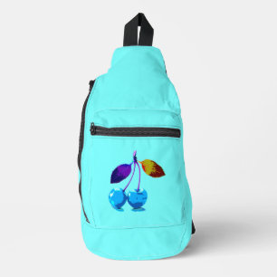Levendige lichtblauwe kersen Pop Art Modern Sling Bag