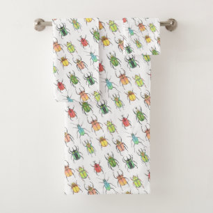 Levendige Liefde Bugs Waterverf Kevers Bad Handdoek