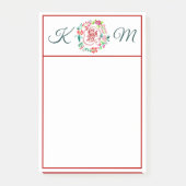 Levendige liefde floral Monogrammed Post-it® Notes (Voorkant)