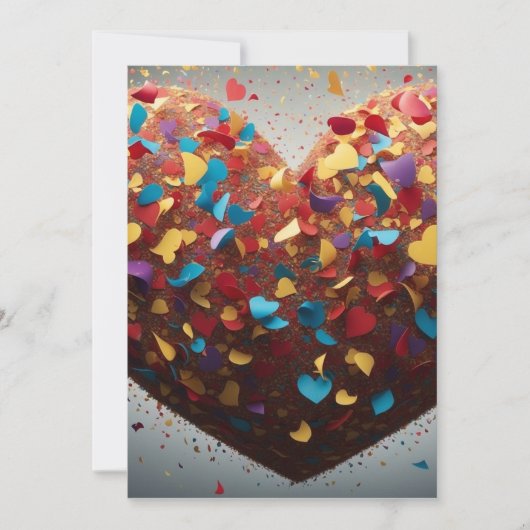 Levendige liefde hart Confetti dank u kaart (Voorkant)