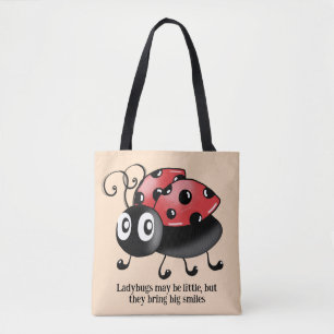 Levendige lieveheersbeestjes op rode Canvas tas -