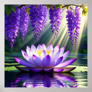 Levendige Lotusbloem op Water Poster