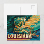 Levendige Louisiana Kaart Kunst (Voorkant / Achterkant)