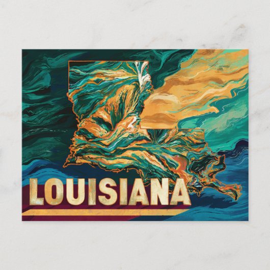 Levendige Louisiana Kaart Kunst (Voorkant)
