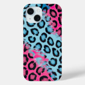 Levendige luipaardprint in roze en blauw Case-Mate iPhone case (Achterkant)