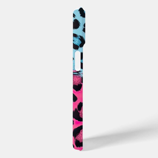 Levendige luipaardprint in roze en blauw Case-Mate iPhone case (Achterkant / Rechts)
