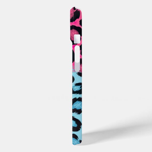 Levendige luipaardprint in roze en blauw Case-Mate iPhone case (Achterkant / Links)