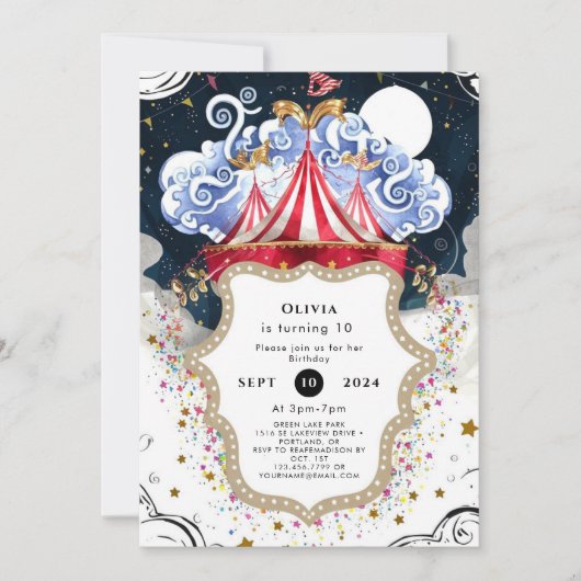 Levendige Magische Circus Verjaardag Kaart (Voorkant)