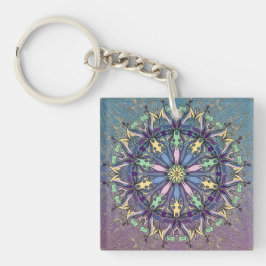 Levendige Mandala Acryl Sleutelhanger
