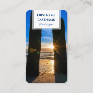 Levendige maritieme strand zonsondergang reisagent visitekaartje