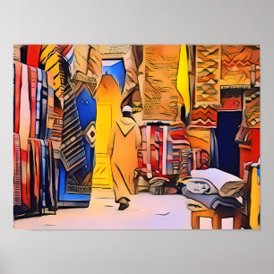 Levendige Marokkaanse souk Wall Art, Market Street Poster
