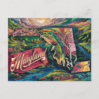 Levendige Maryland kaart kunst