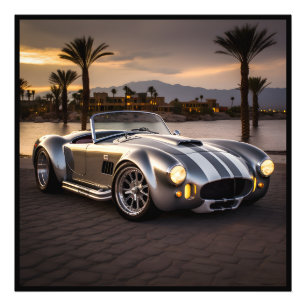 Levendige matte race auto foto print afdruk