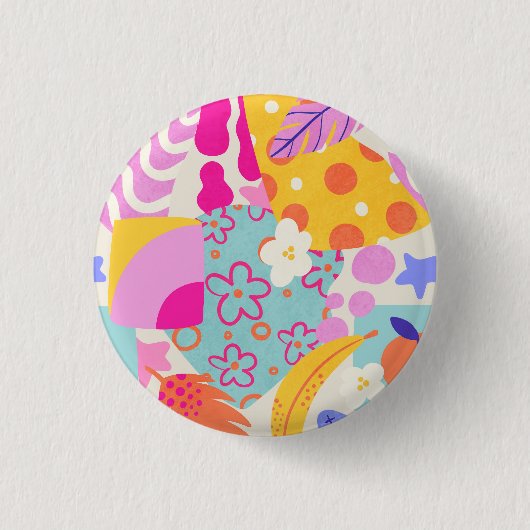 Levendige Maxi Patchwork Ronde Button 3,2 Cm (Voorkant)