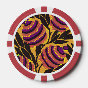 Levendige Maximalistische Paarse & Turkooizen Bloe Poker Chips