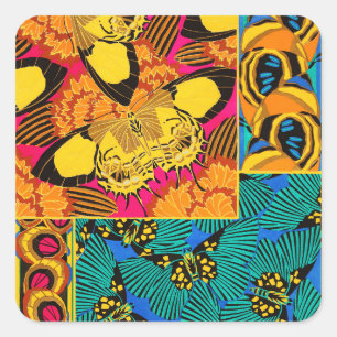 Levendige Maximalistische Roze & Turquoise Vlinder Vierkante Sticker