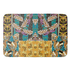 Levendige Maximalistische Turquoise & Paarse Vlind Badmat